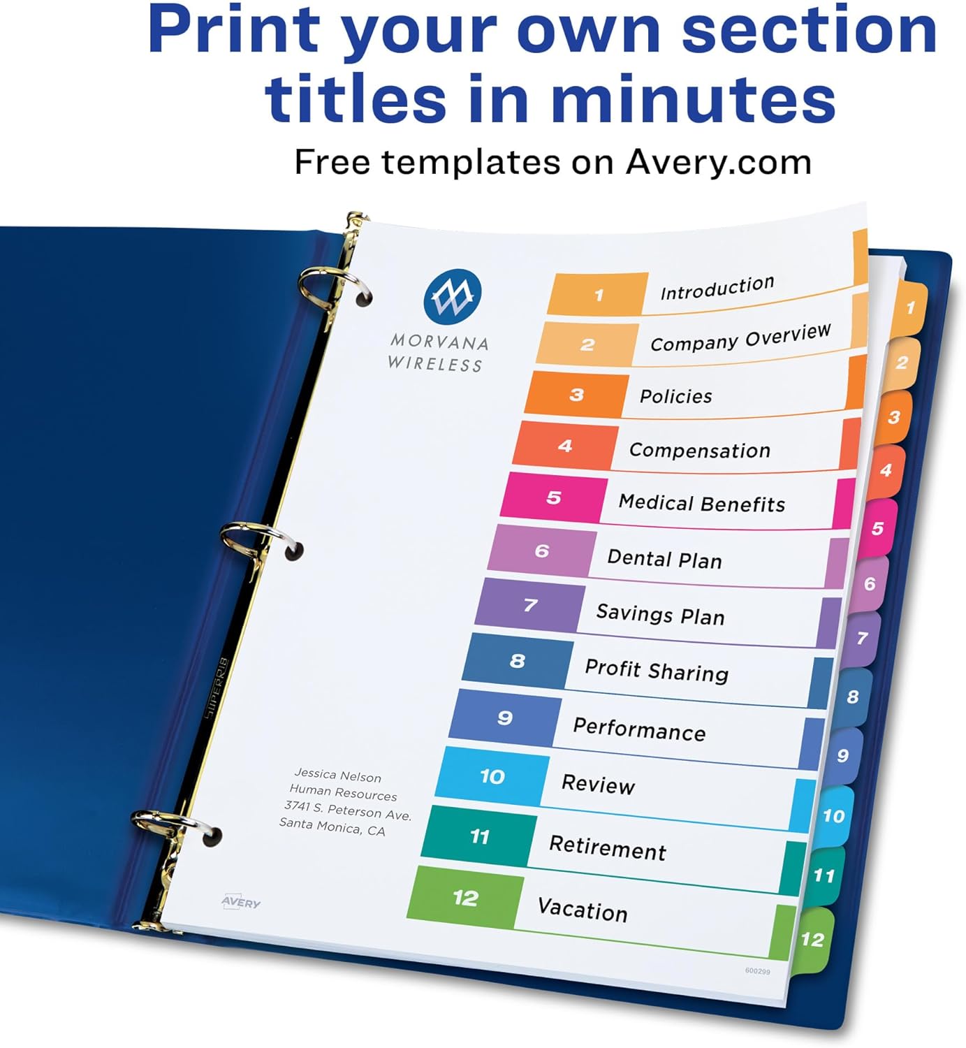 Avery Dividers for 3 Ring Binders, 12 Tabs per Set, Customizable Table of Contents, Multicolor Tabs, Great for Organizing Reports, Projects, and More (3 Sets of 11073)