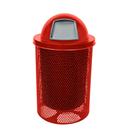RDT-P-RED Heavy Duty Round Trash Receptacle with Dome Top, Liner Included, 32 Gallon, Red, Made in America