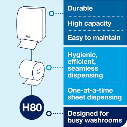 Tork Hand Towel Roll Natural White H80, Universal, 100% Recycled Fiber, 6 Rolls x 800 ft, 8031400, 6 Count (Pack of 1)