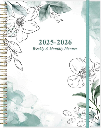 2025-2026 Planner - Academic Planner 2025-2026 from July 2025 to June 2026 with 12 Monthly Tabs, Flexible Cover, Inner Pocket, 8.5" x 11", Teal Flowers