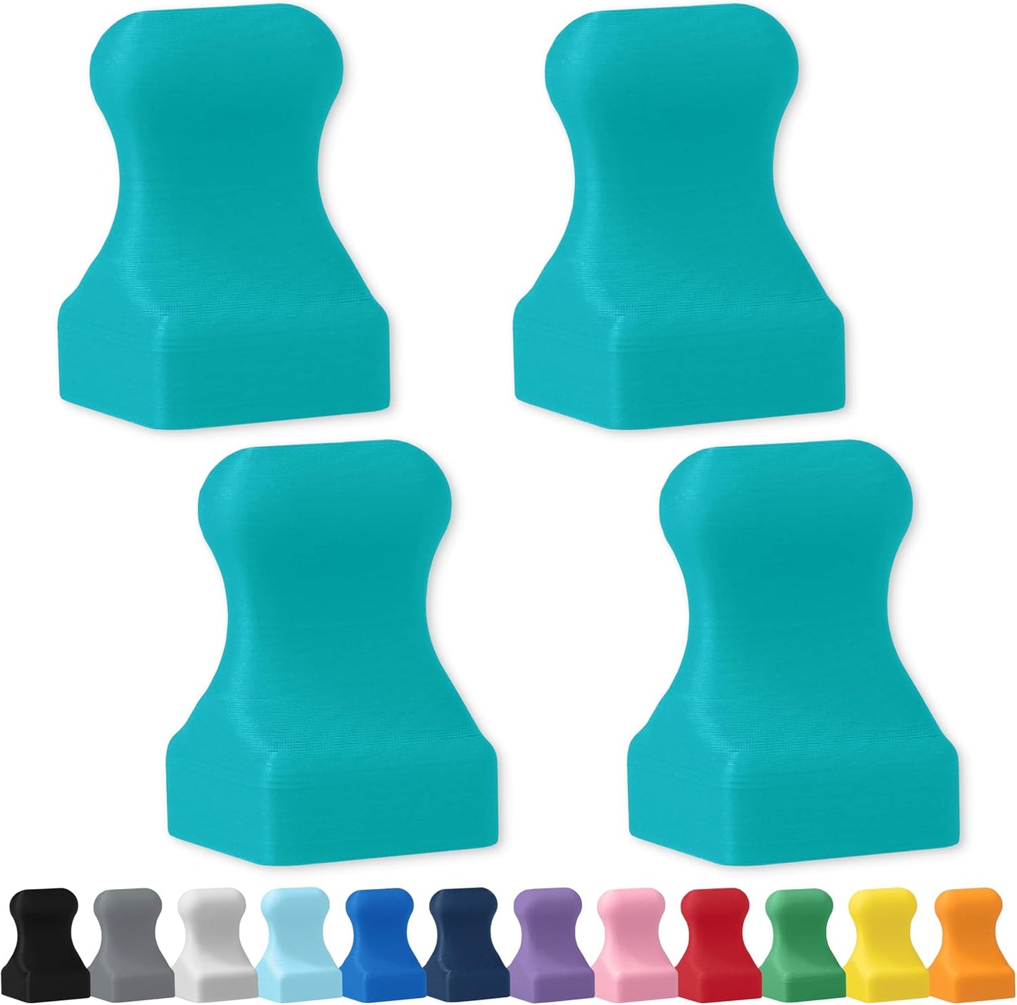 Glassboard Studio MiniBar Magnet - Strong Neodymium Rare Earth Magnets for Fridge, Whiteboard, Locker & Magnetic Glassboards - Crafting & Office Use - Strong Fridge Magnets (Seaside Teal Pawn, 4)