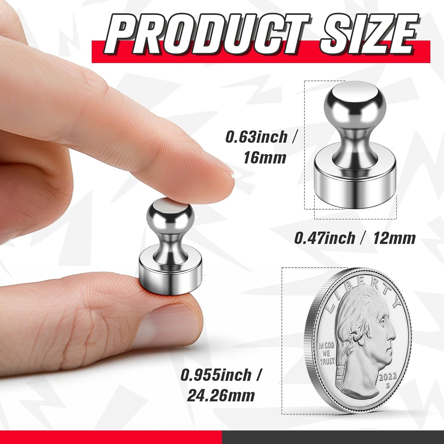 FINDMAG 200 PCS Fridge Magnets, Strogn Refrigerator Magnets for Whiteboard, Silver Push Pins for Kitchen, Classroom, Office, Home Decor