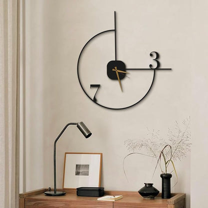 Minimalist Wall Clock 20-Inch – Black Metal, Silent Non-Ticking Quartz, Sleek Contemporary Design for Living Room, Kitchen, Office