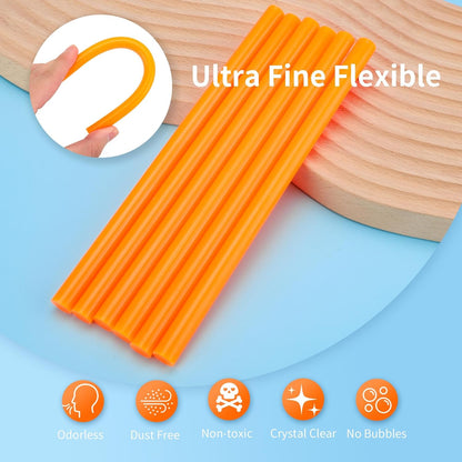 MATUFF 52 Pcs Orange hot Glue Sticks Full Size 0.43” Dia x 8” Long, Colored Hot melt Glue Sticks, All-Purpose Glue Sticks for Halloween Pumpkins Crafts Make, DIY Art Craft Repair Bonding