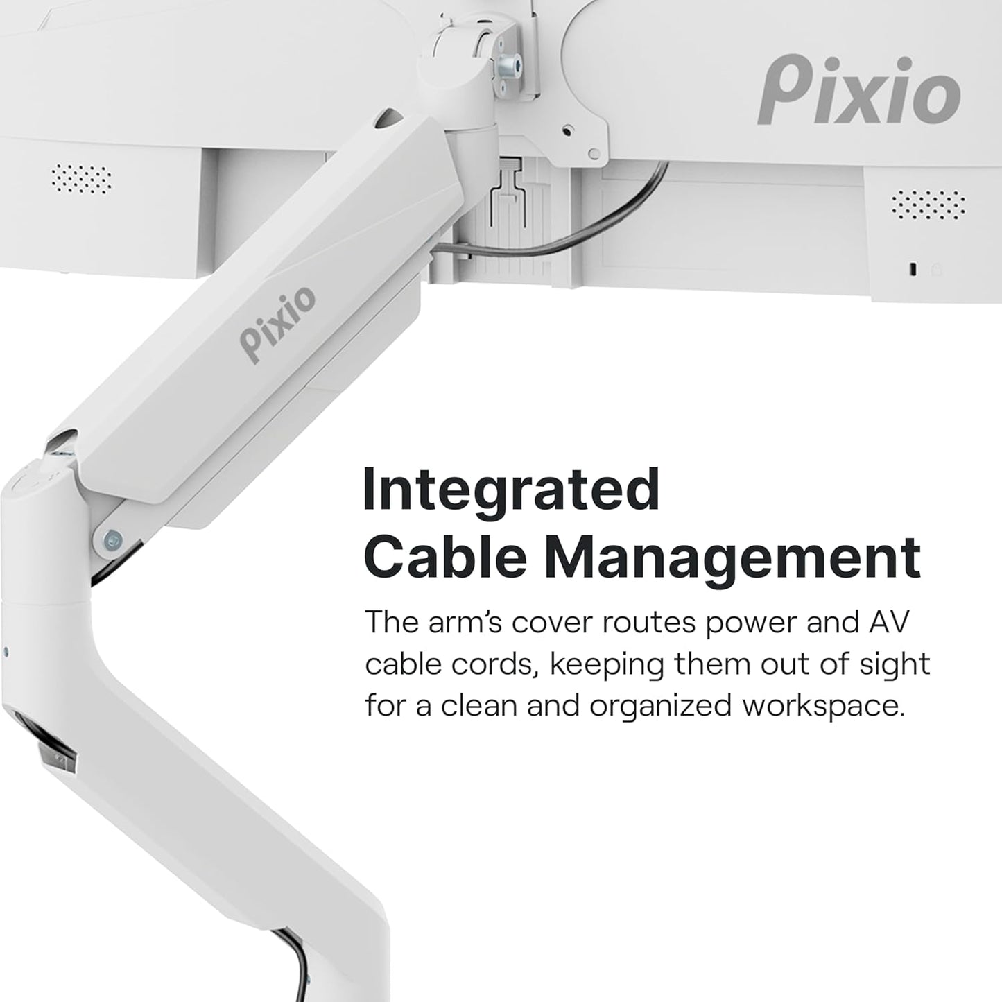 Pixio PS2D White Ultrawide Heavy-Duty Premium Dual Monitor Arm Stand Desk Mount - Fits up to 35 inches Two Monitors, Weights up to 33 lbs Each, Compatible with VESA 75x75mm 100x100mm