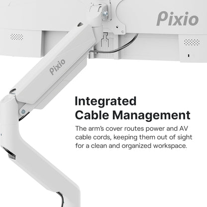 Pixio PS2D White Ultrawide Heavy-Duty Premium Dual Monitor Arm Stand Desk Mount - Fits up to 35 inches Two Monitors, Weights up to 33 lbs Each, Compatible with VESA 75x75mm 100x100mm
