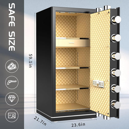 MLJ Extra Large Safe Wifi Smart Safe 17.5 Cu.ft Big Home Safety Box,Heavy Duty Digital Security safe with Built-In Drawer and Removable Shelves,for Home,Hotel,Office,Garage