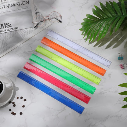 Zonon 6 Pcs 12 Inch Ruler Bulk Colorful Plastic Flexible Straight Metric Rulers with Centimeters and Inches Drafting Measuring Tool for Classroom School Students Education