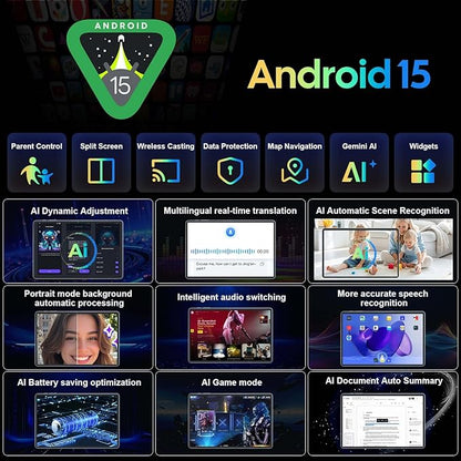 2025 11 inch Tablet, Android 15 Tablets with Keyboard, 24GB+256GB+2TB Expand, Octa-Core, 8000mAh, Tablet PC with 5G/2.4G WiFi, BT5.0, GMS, GPS, 2 in 1 Tablets with Case, Mouse, Stylus(Green Case)