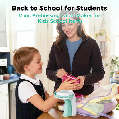 Embossing Label Maker, Retro Manual Label Makers Embossed, Old School Emboss Label Maker Punch, Handheld Embosser with 5 Rolls 3D Embossing Tapes, Labeler for DIY Crafting Kitchen Office Kids