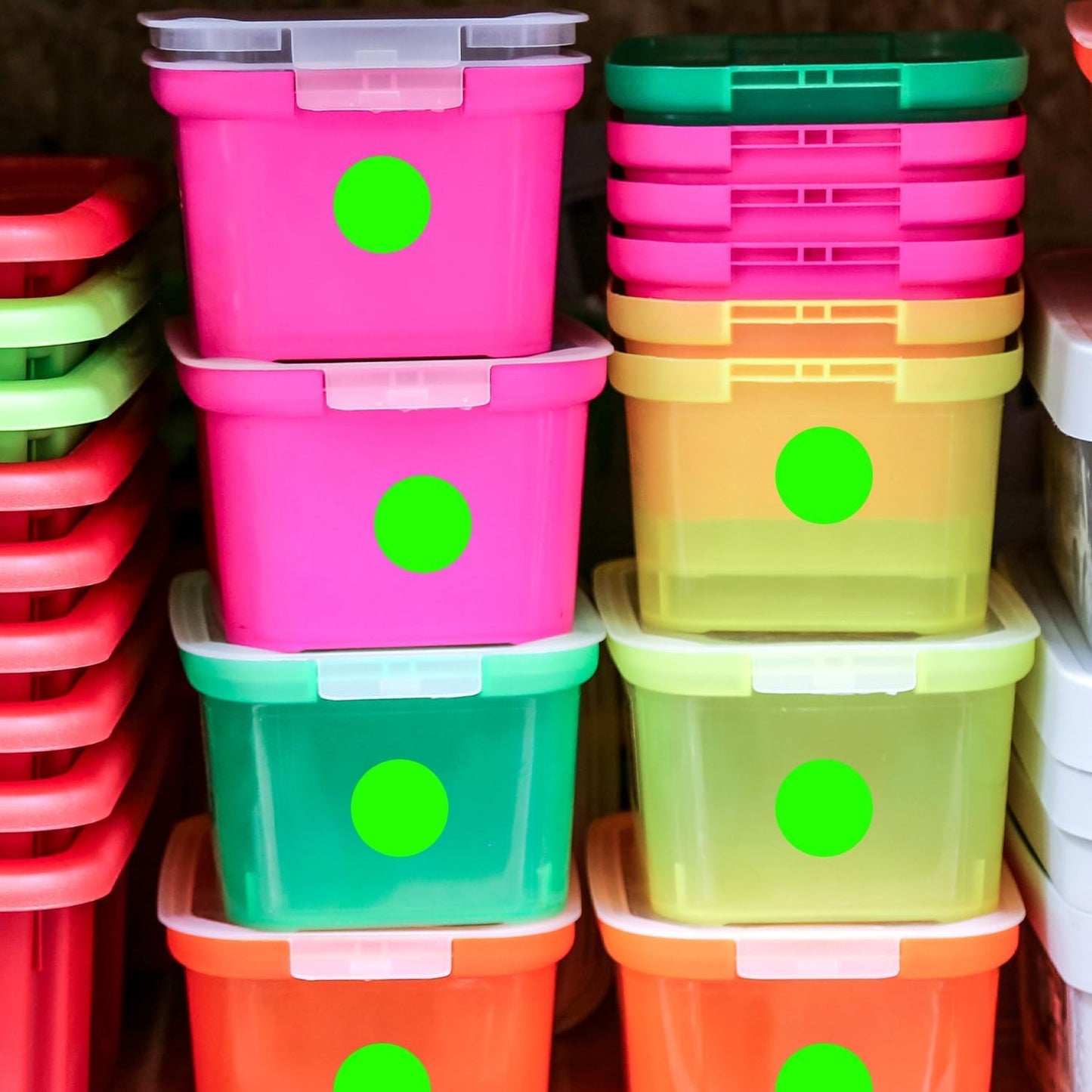 ChromaLabel 3 Inch Round Sticker Labels, High Visibility Permanent Sticky Dots Color Coding Label, Easy to Write On Color Coded Stickers - 500 Colored Labels per Roll - Fluorescent Green - Case of 10