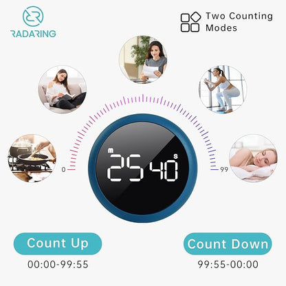 Royal Blue Quick Que Kitchen Timers, Visual timers Large LED Display Magnetic Countdown Countup Timer for Classroom Cooking Fitness Baking Studying Teaching, Easy for Kids and Seniors (Royal Blue)