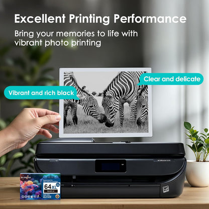 Remanufactured Ink Cartridge Replacement for HP Ink 64 Black HP64 XL HP64XL for Envy Photo 7858 7855 7120 7155 7100 7158 7164 6255 6252 6232 7800 Inspire 7200e 7900e 7955e Tango X Printer