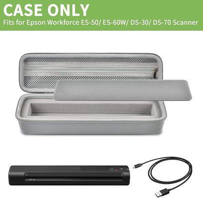 Case Compatible with Epson Workforce ES-50/ ES-60W/ ES-55R/ ES-65WR/ DS-30/ DS-70/ DS-80W Portable Sheet-Fed Document Scanner, Storage for Epson Scanner for PC and Mac- Grey (Box Only)