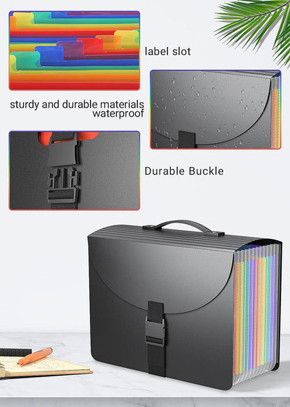 Expanding File Folders,Accordion File Organizer with Handle,13 Pockets Expandable Filing Folders,Tabs Included in Filing Box,Adjustable Strap,Bill Documents Organizer,A4/Letter Size