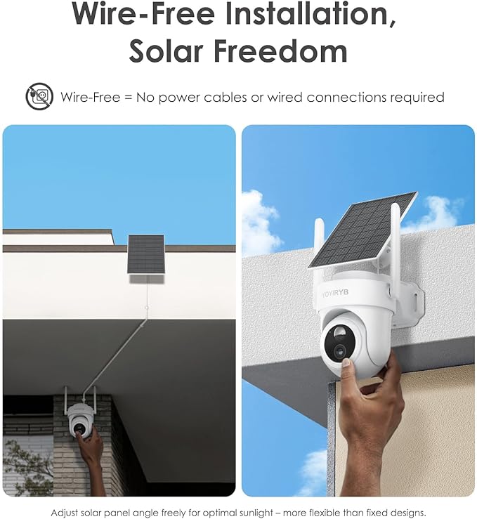 4K Security Cameras Wireless Outdoor, No Subscription, [2026 NEW] Solar-Powered Home Security Camera System with 360° Auto Tracking, Color Night Vision, 64GB Local Storage, 5G & 2.4G WiFi, Easy Setup