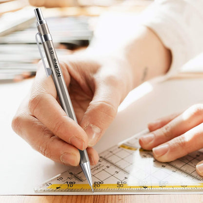 Nicpro 2 PCS 0.9 mm Metal Mechanical Pencils Set, Drafting Pencil for Artist Writing, Sketching, Drawing, with 4 Tubes HB Lead Refill & Erasers, Erasers Refills & Storage Case