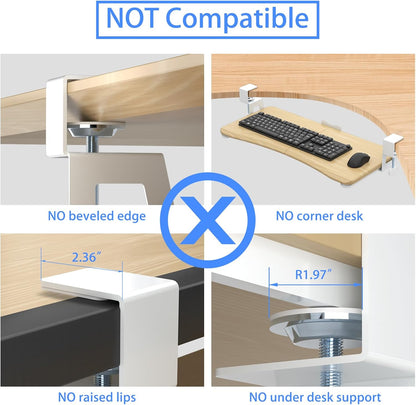 suptek Keyboard Tray Under Desk Pull Out with C Clamp Mount, Computer Keyboard & Mouse Tray, 25.6 (30 Including Clamps) x 11.8 inch Slide-Out Platform Computer Drawer for Typing, Light Wood, DSF1QM