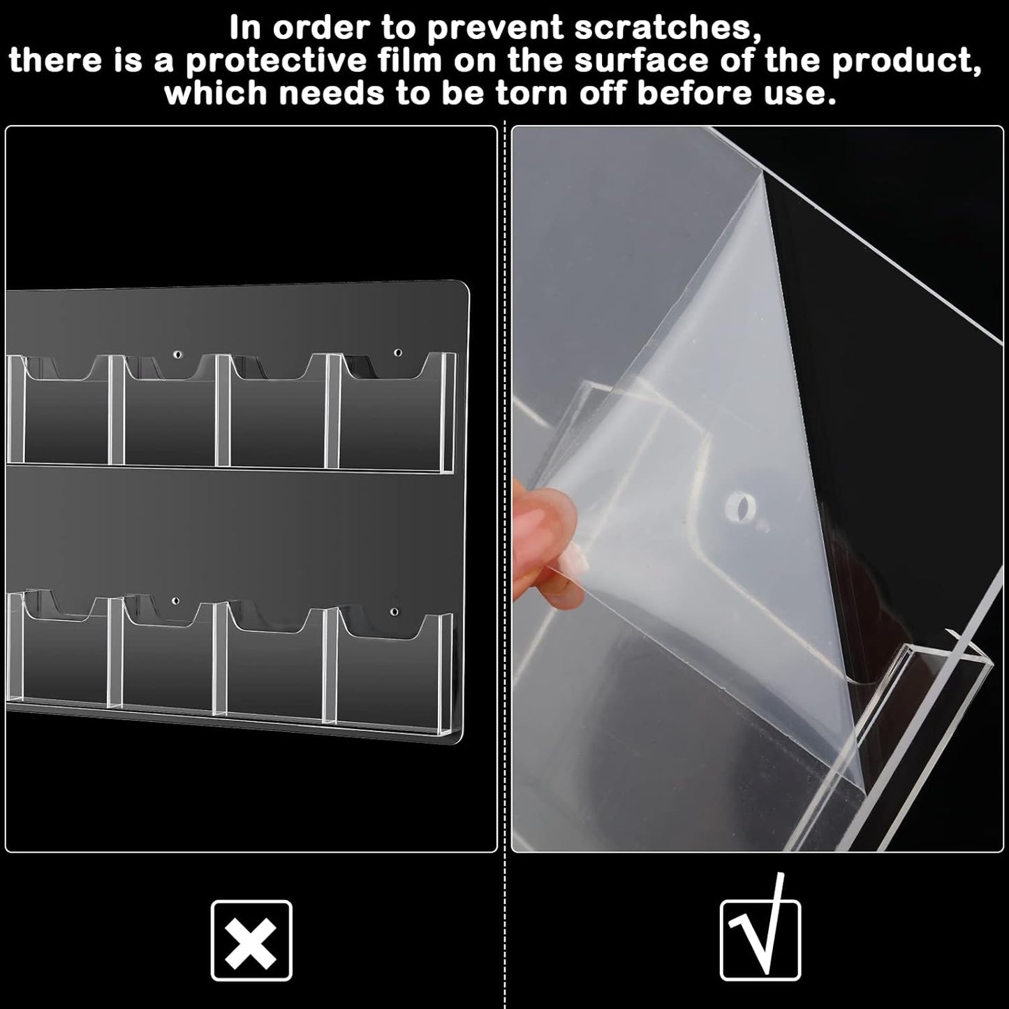 Eersida 10 Pockets Acrylic Brochure Pamphlet Holder Brochure Display Stand Business Tri Fold Multi Slot Holder Rack Wall Mount Clear Pocket Space Saver for Flyer Literature Menu Advertise