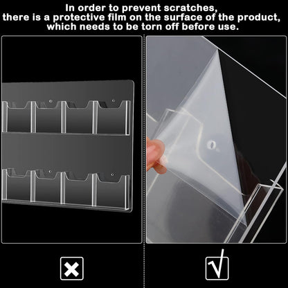 Eersida 10 Pockets Acrylic Brochure Pamphlet Holder Brochure Display Stand Business Tri Fold Multi Slot Holder Rack Wall Mount Clear Pocket Space Saver for Flyer Literature Menu Advertise