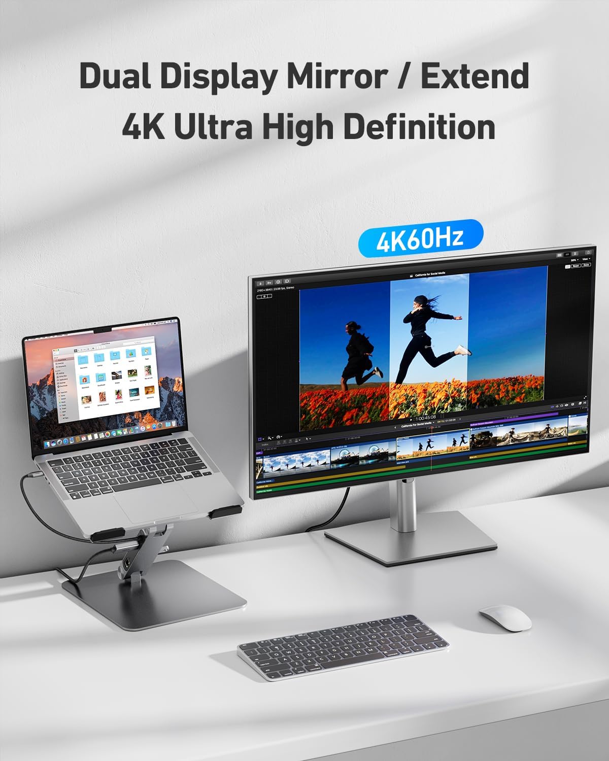 BENFEI Laptop Stand with USB C 6in1 Docking Station, HDMI 4K@60Hz,Gigabit Ethernet, 100W Power Delivery, 10Gbps 1*USB C 3.2 and 2*USB A 3.2 Compatible with MacBook Pro/Air, iPad Pro, XPS, Thinkpad