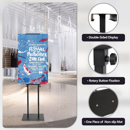Poster Stand for Display, Adjustable Sign Holder Stand with Heavy Duty Pedestal, Stand Up Banner Sign for Floor, Height Up to 80 inch, Double-Sided Signage with Non-Slip Mat (4 Pack)