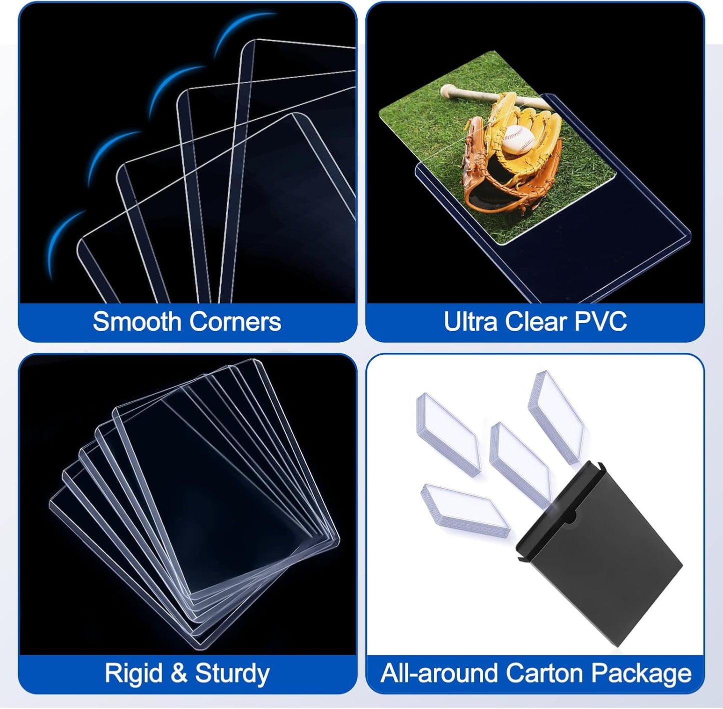 32 Count Topload Card Holder, Sooez 35PT Topload Card Protector, 3" x 4" Hard Plastic Card Sleeves, Baseball Card Protector, Rigid Toploading Card Case for Collectible Trading Sports Cards