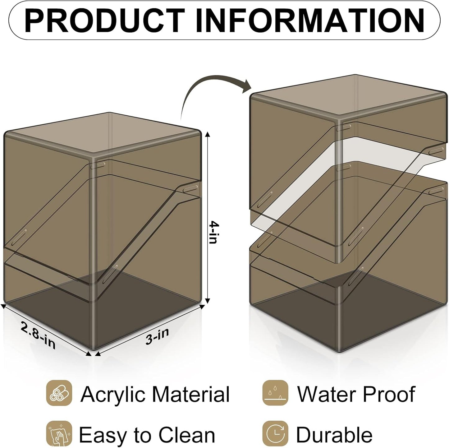 Mlikero Card Deck Cases, 4 Pack Acrylic Commander Deck Box Holding 100+ Sleeved Cards with 4 Dividers, Sturdy Card Storage Box Fit for MTG, TCG, Sports Cards (Clear&Black)