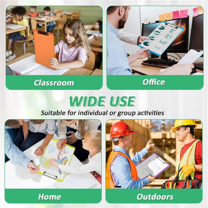 Plastic Clipboards, PANDRI 24 Pack Clear Colored Clipboards, Low Profile Clip Board 12.5 x 9 Inch Standard Letter Size, Office Supplies Classroom