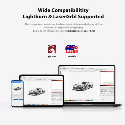 Longer Nano Portable 6W Laser Engraver, 6000mW Output Laser Cutter Machine, DIY Engraver Tool for Wood, Acrylic, Leather, Cloth, Metal, Ceramics,5000mm/s High-Speed