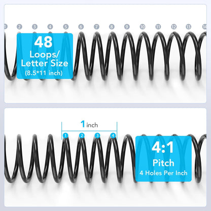 150 Pack Plastic Spiral Binding Coils,1/4", 5/16", 3/8", 1/2", 5/8", 3/4", 4:1 Pitch Multi-Size Pack of 150