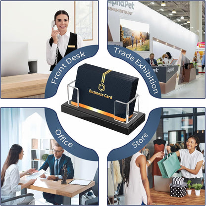 NIUBEE Acrylic Business Card Holder: Clear Plastic Business Cards Display Stand for Desk - Gift Card Organizer for Office 6 Pieces