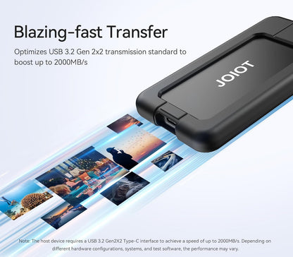 512G Portable SSD Up to 2000MB/s USB-C USB 3.2 Gen 2x2 External SSD with Protective Case Shockproof Type-C External Solid State Drive