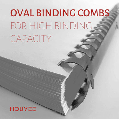 HOUYEE 1-1/2 Inch Plastic Binding Comb 19 Ring, 320 Sheet Capacity, Letter Size Black Comb Binding Spines (50 Pack)