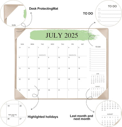 Desk Calendar 2025-2026 – 18-Month Desktop Calendar from July 2025 to December 2026, for Office, School & Home Use – Large Teacher Desk Calendar 22x17 (Apricot)