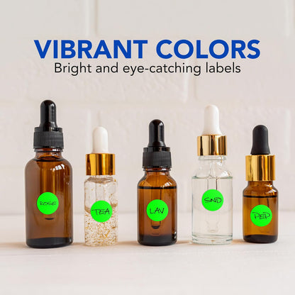 Perco Fluorescent Green 1/2-Inch Round Circle Dot Sticker Labels with Easy Peel Perforation - 3,000 Labels per Roll - Strong Adhesion, Vibrant Colors for Organizing, Crafting & More - Made in USA