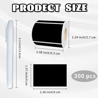 Starboling Chalkboard Labels,300 Pcs 2.4x1.6inch Square Label Chalk Stickers with White Chalk Marker,Reusable Waterproof Blackboard Stickers,for Jars,Bottles,Storage Bins