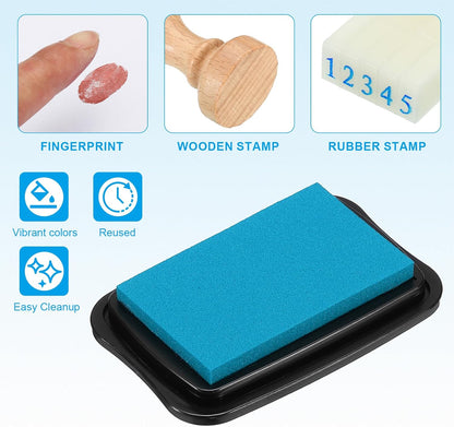 PATIKIL 3"x2" Large Stamp Pad, 2Pcs Washable Craft Ink Pad for Rubber Stamp Card Making Stamping Scrapbook Fingerprint Handprint, Blue/Black
