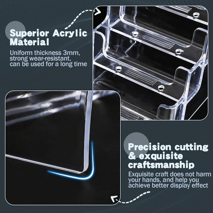Acrylic Business Card Holder for Desk,4-Tier Clear Plastic Display Stand with 4 Pockets,ldeal for Office & Workspace Organization,2 Pack