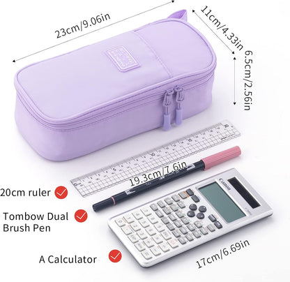 CICIMELON Durable Pen Pencil Case Big Storage Pen Pouch Bag for School Supplies Office College Teen Girls Adults, Purple