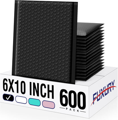 Fuxury Bubble Mailers 6x10“ 600 Pack Black Padded Envelopes Usable Size 6x9" Thick Mailing Envelopes Bubble Padded, Shipping Bags for Mailing,Packaging, Small Business, Boutique, Bulk #0
