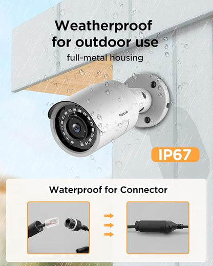 16 Channel Security Camera System, 4K 16CH PoE NVR 4TB HDD, 16x 5MP Wired Surveillance IP PoE Cameras Outdoor with AI Human Detection, Built-in Microphone,100ft IR Night Vision, PB37F1616-5M