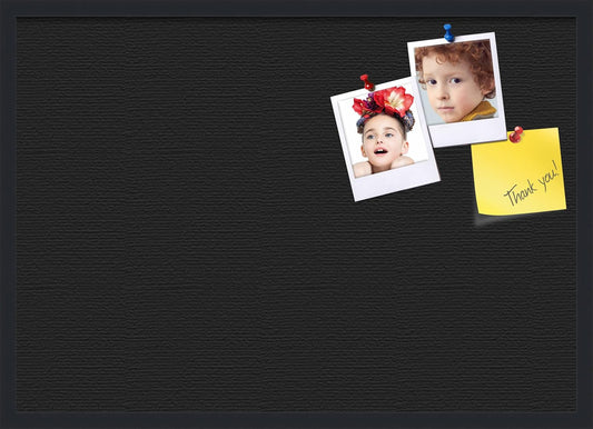 PinPix 34x24 Inch Cork Bulletin Board. This Decorative Framed Pin Board Comes with Solid Black Design and a Satin Black Frame. Ideal for Home Office Decor or Message Board (PinPix-622)