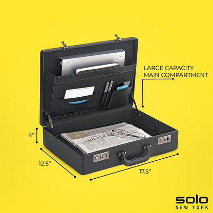 Solo New York Attache - Carrying Case with Combination Lock, Business Brief, Large Main Compartment - Grand Central