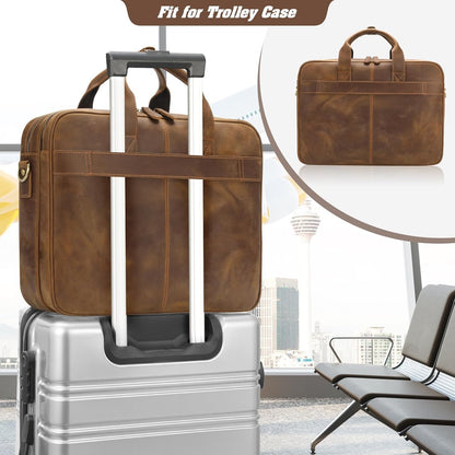 Jack&Chris Leather Briefcase for Men,Business Travel Laptop Messenger Bags