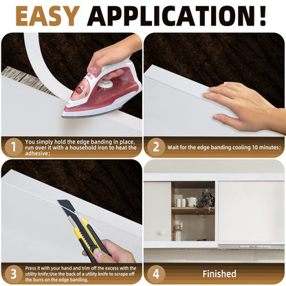 GSCIT Club White Melamine Edge Banding, 1/2 inch x 250ft Edge Banding with Hot Melt Adhesive Pre-glued Cabinet Edge Banding Flexible White Veneer Edging for Plywood