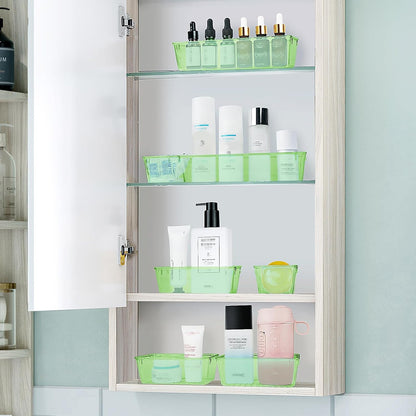 WOWBOX 25 PCS Plastic Drawer Organizer Set, 4 Sizes Desk Drawer Divider Organizers and Storage Bins for Makeup, Jewelry, Gadgets for Kitchen, Bedroom, Bathroom, Office, Clear Green