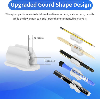 12PCS Pen Holder for Desk, Upgraded Adhesive Pen Pencil Holder for Desk Wall Clipboard Car Silicone Pens Markers Pencils Organizer Teacher Supplies Office Supplies (12PCS White)