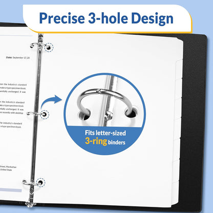 SUNEE Binder Dividers with Tabs for 3 Ring Binder, 8.5 x 11 Paper White Binder Dividers Blank with 8 Tabs, 4 Sets Page Dividers for School, Office and Home, 32 Dividers