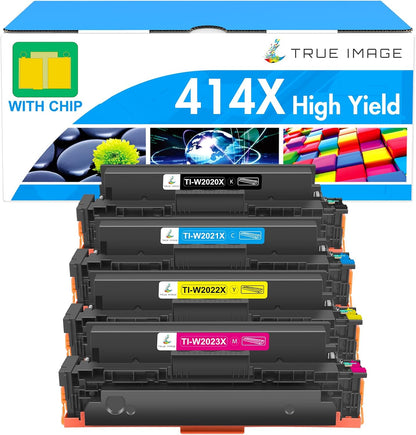 414X Toner Cartridges 4 Pack High Yield: MFP M479fdw - 414A with Chip Compatible Replacement for HP 414X 414A 2020X for HP Color Laserjet Pro MFP M479fdw M479fdn M454dw M454dn Printer Ink (K/C/M/Y)